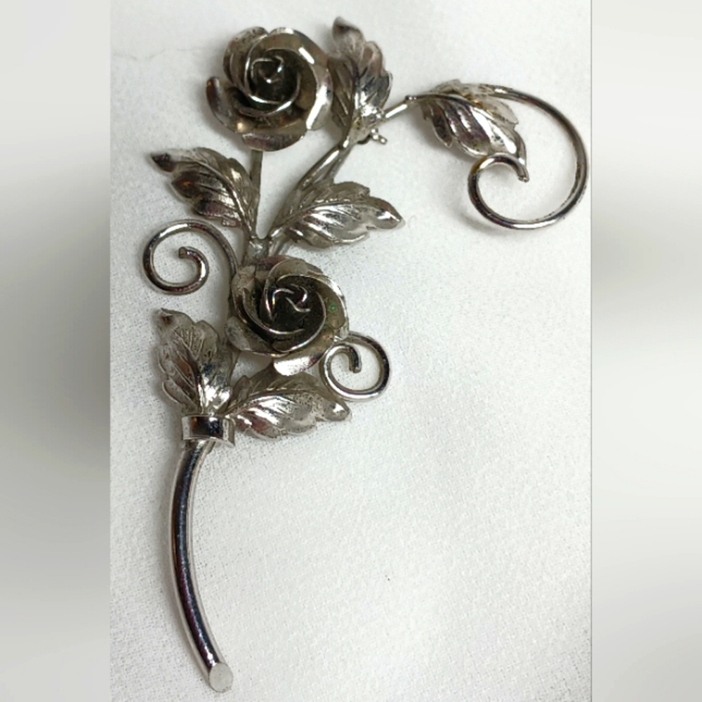 VTF signed Bond Boyd Sterling Roses Brooch
